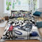 AYMAING Kinder Kids Graffiti Wall Betten Set Sreet Art Design Bettwäsche Set Weiche Mikrofaser Hiphop Stil Bettbezug mit 2 Kissenbezug 3 teilig 135x200 cm 80x80 cm,