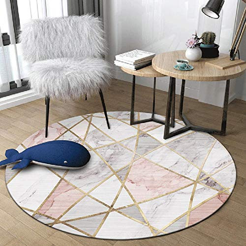 WJW-DT Tapis de Tapis Rond Gris Rose pour Salon Chambre couloirs Style géométrique diamètre 80100120140160180200 cm-180cm