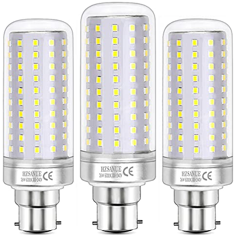 HZSANUE LED Lampen 26W, 200W Glühlampenäquivalent, 3000lm, 6000K Kaltweiß, B22 Bajonettsockel, 3 Stück
