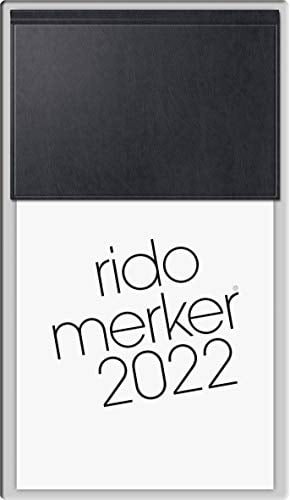 rido/idé 7035003902 Tischkalender Merker, 1 Seite = 1 Tag, 108 x 201 mm, Miradur-Einband schwarz, Kalendarium 2022