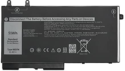 7xinbox 11,4V 51Wh R8D7N 0R8D7N W8GMW Batterie de Remplacement pour Dell Latitude 5400 5410 5500 5510 Precision 3540 3550