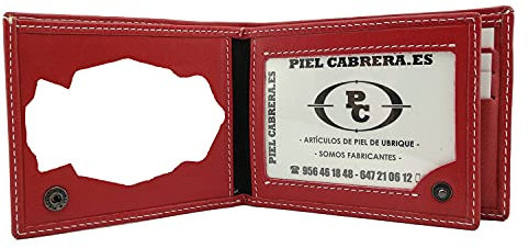 Piel Cabrera Cartera Porta Placa para Policia Nacional España (CNP) Mod. HONORES (Rojo)