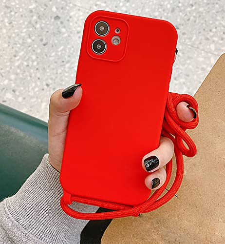 Emlivi Handykette Hülle iPhone 11 Pro, Necklace Handyhülle, Umhängeband Handykordel Schutzhülle, Weich Schultergurt Silikonhülle, TPU Cover mit Stylische Band, Kette Case für iPhone 11 Pro -Rot