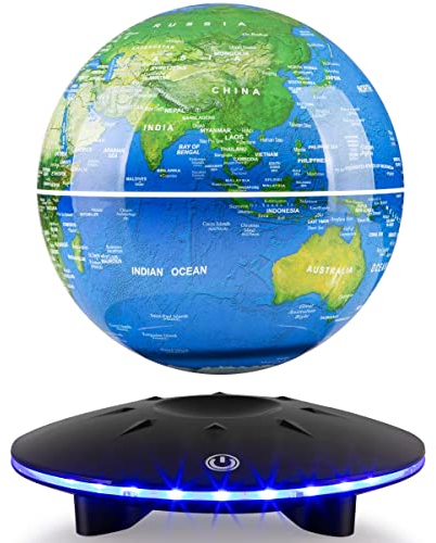 Globe de lévitation magnétique, gadgets cool pour voiture, globes rotatifs, globes flottants, décoration de bureau avec lumière LED, pour enfants, cadeau éducatif, décoration de bureau (15,2 cm)