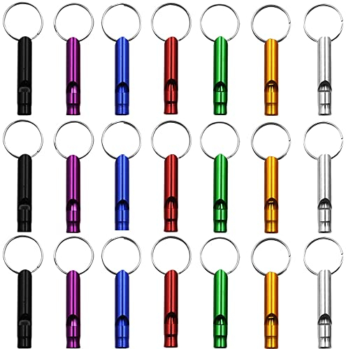 DOULEIN Aluminiumlegierung Sport Pfeife,21 Stück Notfall Pfeifen mit Schlüsselanhänger Signalpfeife Whistle Trillerpfeife für Sport, Schiedsrichter, Wandern, Camping, Klettern