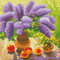 OWN4B Kreuzstich Stickpackungen Vorgedruckt, Blumen in der Vase Bilder 11CT 14,2x14,2 Zoll DIY Stickpackung Set