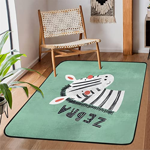 Lustiger Teppich mit Zebra-Gesichtsmuster, dicker Bereich, für Wohnzimmer, Schlafzimmer, Esszimmer, Teppich, zottelig, weich, einzigartiger Teppich, Cartoon-Zebra, rechteckig, kleine Läufermatte, 150