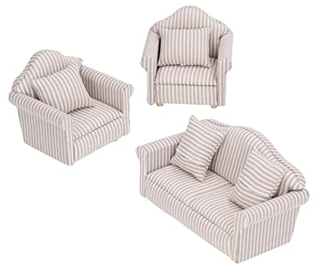 CHICIRIS Miniatur-Sofa-Set, Miniatur-Sofa-Set, Simulation, Weiches Puppenhaus-Couch-ZubehöR mit Kissen FüR ab 3 Jahren
