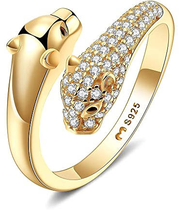Bague en argent pour femme panthère brillante. Bague pour femme en argent plaqué en argent ou or. Bijoux femme idéal pour le couple, les cadeaux pour le mère, fille... Bague argent 925 femme