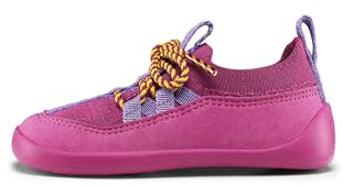 Affenzahn Lauflerner Knit Walker zum Reinschlüpfen rutschfest mit Schnürverschluss Flexibel Leicht Größe 21-32 Vogel - Beere, 23 EU