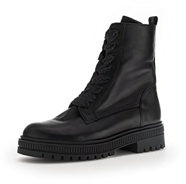 Gabor Damen Combat Boots, Frauen Stiefeletten,Wechselfußbett,Komfortable Mehrweite (H),uebergangsstiefel,warm,schwarz (Mel.),37.5 EU / 4.5 UK