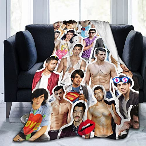 LOUJIN Joe Jonas weicher und bequemer warmer Fleece-Überwurf für Sofa, Büro, Bett, Auto, Camping, Couch, gemütlich, Plüsch, Überwurf, Strand, 125 cm x 100 cm