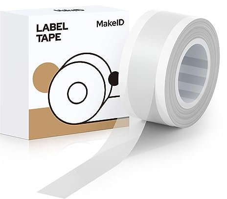 MakeID Etikettenband, kompatibel mit MakeID-Etikettenherstellern, L1, Q1, E1, Nachfüllpackungen, wasserdicht, laminiert, individuelle Aufkleber, Büroetiketten, Ersatz, 9 mm x 4 m