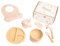 Coffret Repas Bébé en Bambou et Silicone Sans BPA - Set de table bébé - Complet avec Bavoir, Couverts, Bol Ventouse, Sucette, Anneau de Dentition - Idéal Cadeau (Rose)