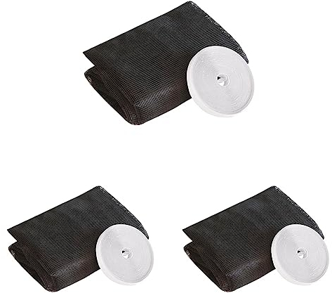 Windhager Insektenschutz Plus Fliegengitter für Fenster, Insektenschutzgewebe, Fliegennetz, individuell zuschneidbar, inkl. Montage-Klettband, 100 x 130cm, anthrazit, 03495 (Packung mit 3)