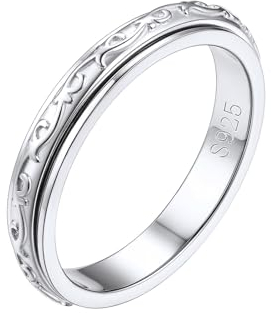 FOCALOOK Keltischer Knoten Ring 925 Silber Eheringe Damen Vorsteckring Schmal Spinner Ring Herren Fidget Ring Größe 57mm Stimmungsring Partnerringe Stress Ring Verlobungsring Keltischer Schmuck