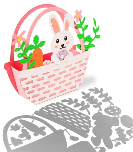 BHGT Osternest mit Hase Stanzschablonen Ostern Eier Boxen Prägeschablonen Osterhase Küken Osterkörbchen DIY Scrapbooking Boxen Karten Handwerk Party Deko DIY Basteln Stanzen Geschenkbox (Hase)