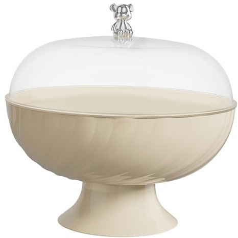 perfk Obstkorb, Obstschale mit Deckel, Obsthalter, Obstteller für Snacks, Dessert-/Kuchentablett, Tellerständer, Gemüseaufbewahrung, Creme mit Deckel