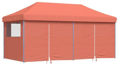 vidaXL Partyzelt, Gartenzelt Faltbar Pop-Up, Faltpavillon mit 4 Seitenteilen, Pavillon für Hochzeit Festival Party, Faltzelt Gartenpavillon, Terrakottarot