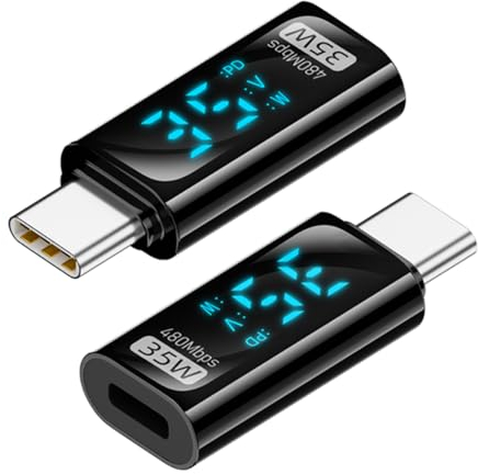 USB C auf Lightning Adapter mit LED Display,USB-C-Stecker auf iOS-Buchse Unterstützt 35W PD Schnellladung und Datensynchronisierung Kompatibel mit Lightning(Nicht für Kopfhörer geeignet) (2 Stück)