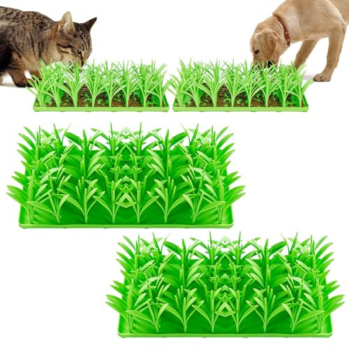 Silicone Grass Mat for Cats, Snuffle Mat for Dogs Cats, Cat And Dog Eating Non-slip Slow Food Pad,Green Grass Silicone Slow Food Mat for Cats 3D Food Washable Fake Grass Mat