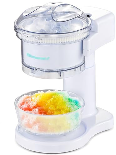 Elite Gourmet Schneekegel und rasierte Eismaschine, ESI1201, erfrischende Slushies, Margaritas, Boba-Getränke, transparenter Deckel und Servierschale für rasiertes Eis, Verwendung von gewürfeltem und
