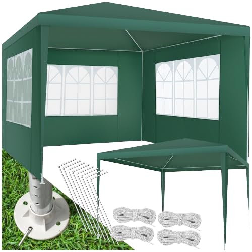 Faltbarer Gartenpavillon 3 x 3 wasserdicht Pergola Barnum Festzelt abnehmbar selbsttragend einfache Montage Gartenhaus Hochzeit Zelt Rezeption Camping Sonnenschutz Party wasserdicht