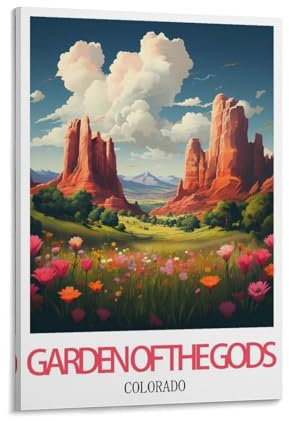 KmoNo Poster Garden of The Gods Colorado, Vintage-Reiseposter, 30 x 45 cm, Wanddekoration, Gemälde, Leinwand, Wandkunst, Wohnzimmer, Poster, Schlafzimmer