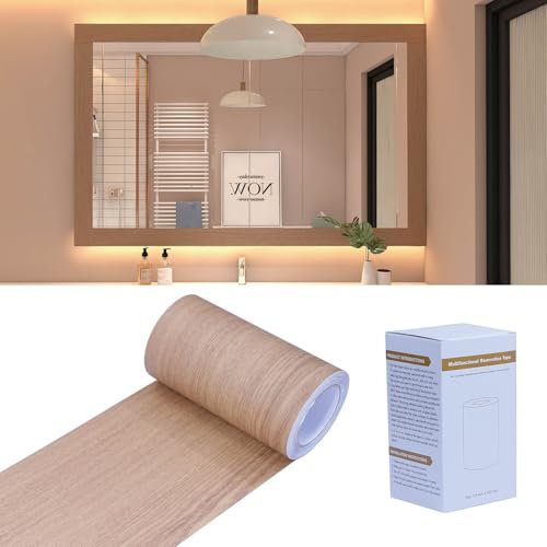 FEILAYS Color de grano de madera Adhesivo autoadhesivo para pared con borde de papel pintado impermeable Cenefa adhesiva con diseño para decoración del hogar