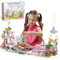 TOY PLAYER Friends Blumen Prinzessinnen Schloss mit Achterbahn Klemmbausteine Baustein, STEM kreatives Vergnügungspark Bausteinset für Mädchen 6+ Jahren(991 PCS)
