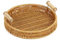Valicaer Round Rattan Woven Serving Tray,Hand Woven Serving Basket with Handle Decorative Display Tray Storage Platters Wicker Serving Trays for Coffer,Drink,Breakfast,Tea,Candle Whitewash (22 * 4CM)