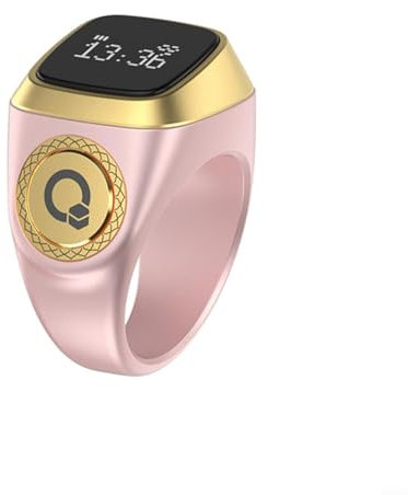 ZYNCUE Bagues intelligentes, compteur de prière numérique Tasbih étanche, compteur de doigts électronique pour homme et femme (18 mm pour rose)