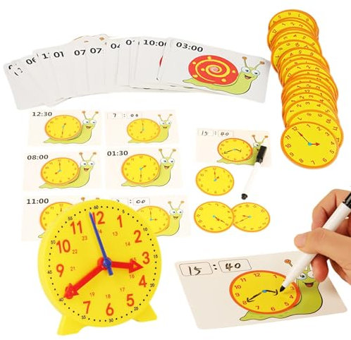 Gkumgwo Uhr Lernen für Kinder, Uhr für das Lernen, Zeit zu erzählen | Tragbare hölzerne Analoguhr - Bildungswissenschafts -Kit, Vorschullernaktivitäten zum Weihnachtsgeburtstag