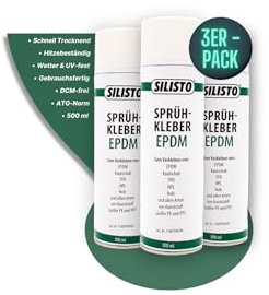 SILISTO Sprühkleber EPDM 500ml, 3er Pack - Textilkleber, Bastelkleber, Schuhkleber, Stoffkleber, Lederkleber, Hitzebeständiger Kleber, Folienkleber auf Holz, Beton, Metall und andere Stoffe geeignet