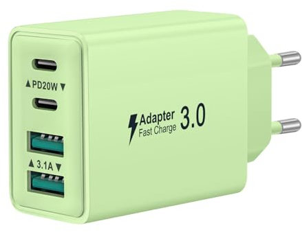 USB C Ladegerät, iPhone Ladegerät, 40W 4 Ports USB C Stecker Schnellladegerät Mehrfach Ladestecker mit PD+QC Power Adapter Ladeadapter USBC Netzteil für iPhone 16 15 14 13 12 Pro Max, iPad, Samsung