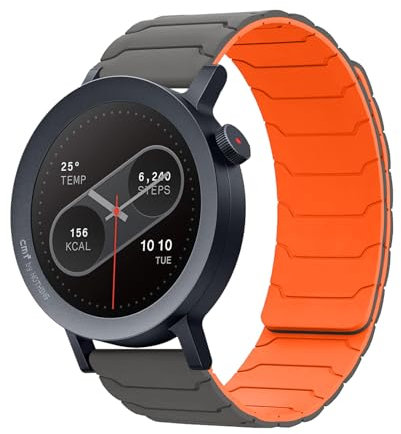 Hinnwer 22mm Magnetic Strap Compatible with CMF Watch 3 Pro/CMF by Nothing Watch Pro 2 for Women Men, Strong Silicone Dual Magnetic Sport Bands Grey Orange