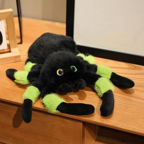 Xiyocadt Simulation Spinne Kuscheltier,Spinne Stofftier Kuscheltier Plüschtier Niedliches Spinne Wurfkissen Kuscheltiere, Realistisches Halloween Kuscheltier Geschenk für Erwachsene (18×18cm,Grün)