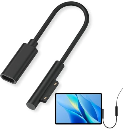Tuwonwa Surface auf USB C Ladekabel, 20 cm, Type C Buchse zu Magnet Ladeanschluss Adapter, Adapter Konverter für Notebook Tablet mit Magnetanschluss, kompakt & tragbar, kompatibel mit Surface-Serie