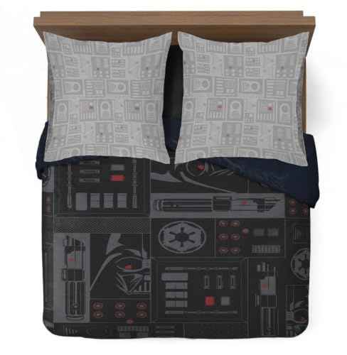 Jay Franco Star Wars Darth Vader Empire Bettwäsche-Set – Superweiche Kinder-Bettwäsche mit Kissenbezug, NUR BETTBEZUG (Füllung Nicht enthalten), Schwarz, 3-teilig Doppelbett