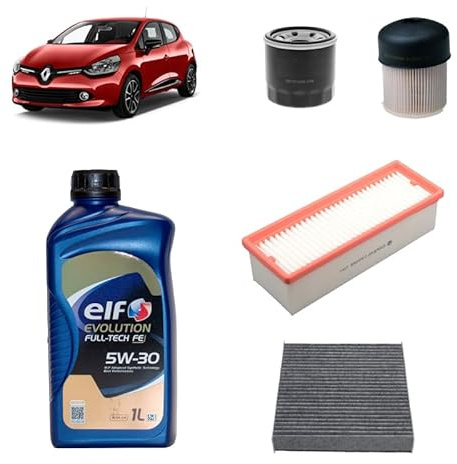 Kit tagliando 4 filtri + 5L olio 5W-30 Tech FE compatibile con Renault clio iv 1.5 DCI 90 Gasolio 2012-2021