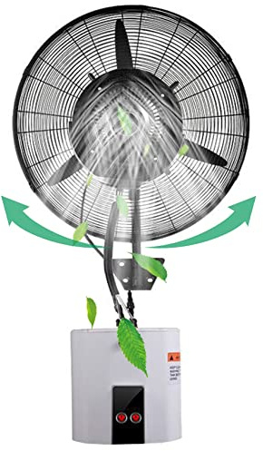 WOTZOV Ventilador de Pared oscilante con nebulizador para Exteriores, 3 velocidades, oscilación de 90° - Ideal para talleres, garajes, graneros o Espacios de Trabajo.，71cm/28in
