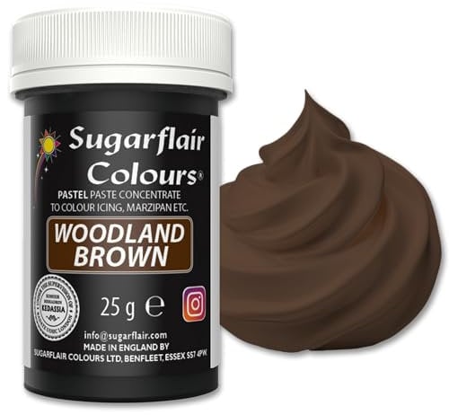 Sugarflair Pastel Woodland Brown Food Colouring Paste - Highly Concentrated Food Colouring for Use with Sugarpaste, Modelling Pastes, Fondant, Buttercream, Royal Icing, Cake Mixes and more - 25g