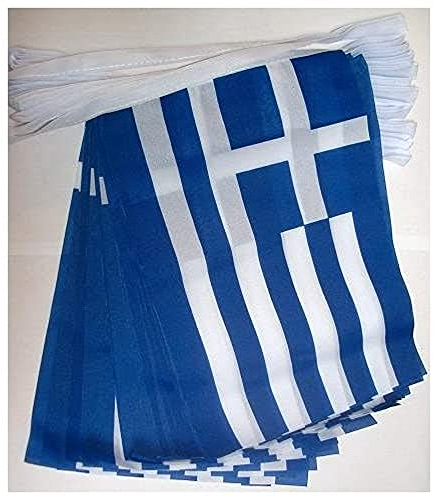 AZ FLAG - Guirlande Drapeau Grèce - 6 Mètres Avec 20 Fanions Grec De 21x14 cm - Petits Drapeaux 100% Polyester - 60g