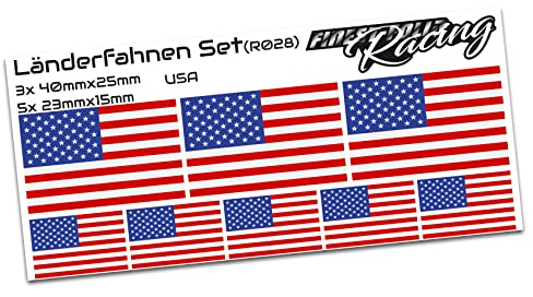 Finest Folia 8 x Aufkleber Fahne Länderfahne Flagge RC Car Auto Motorrad Sticker Fahrrad Aufkleber Modellbau (R028 USA)