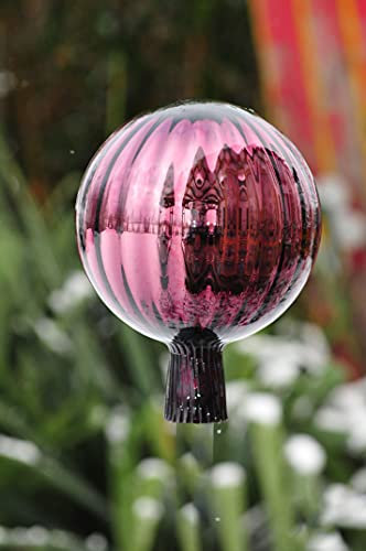 BTV Ölbaum ca. 18 cm Gross Gartenkugel in (mit Glasschaft) Kugelform VIOLETT gartenkugeln, Sonnenfänger-Kugel, Sonnenfänger-Scheibe, Sonnenfängerscheiben, Gartendeko FROSTSICHER, lichtbeständig