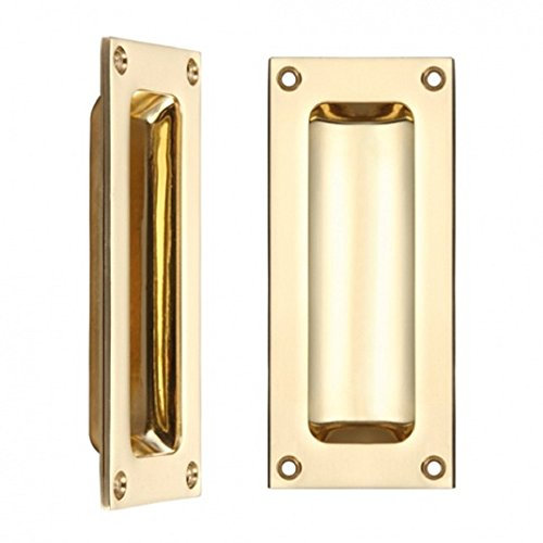 Carlisle Brass AQ90 Rectangular Recessed Flush Door Pull Handle 102 x 45mm (Polished Brass)