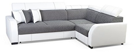 Ecksofa Sofa Eckcouch Couch mit Schlaffunktion und Bettkasten Ottomane L-Form Schlafsofa Bettsofa Polstergarnitur - HOUSTON (Ecksofa Rechts, Grau)