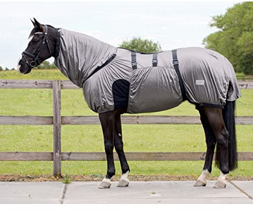 QHP Ekzemdecke Komfort fester Hals großer Bauchlatz elastische Gehfalten grau (145 cm)