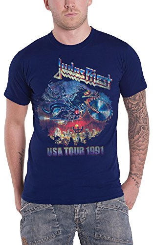T-Shirt # L Blue Unisex # Painkiller Us Tour 91