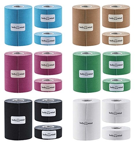 Body & Mind® Kinesiologie-Tape Bandage Sport-Tape; 5 Meter, antiallergen & wasserfest, medizinische, flexibel & hautfreundlich für Sport, Freizeit, Physiotherapie und Medizin (2,5 cm, Weiß)